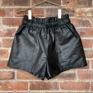 Black Faux Leather High Waisted Shorts